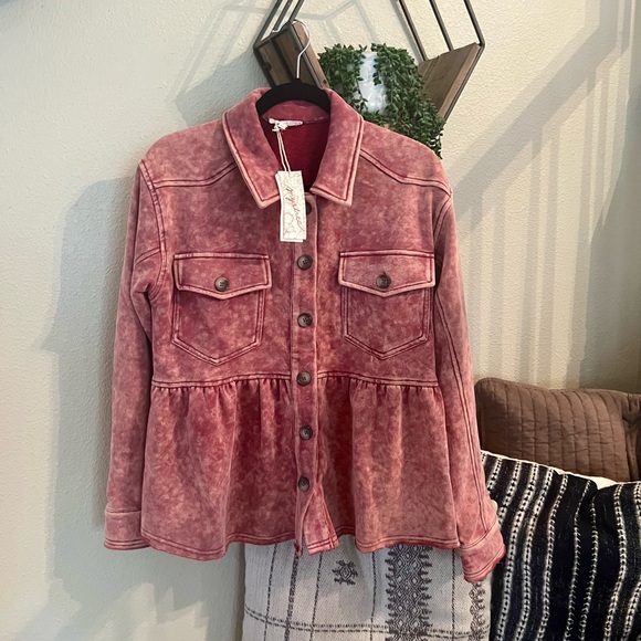 NWT Women's Red Sweatshirt Peplum Jacket Size M - Picture 14 of 15